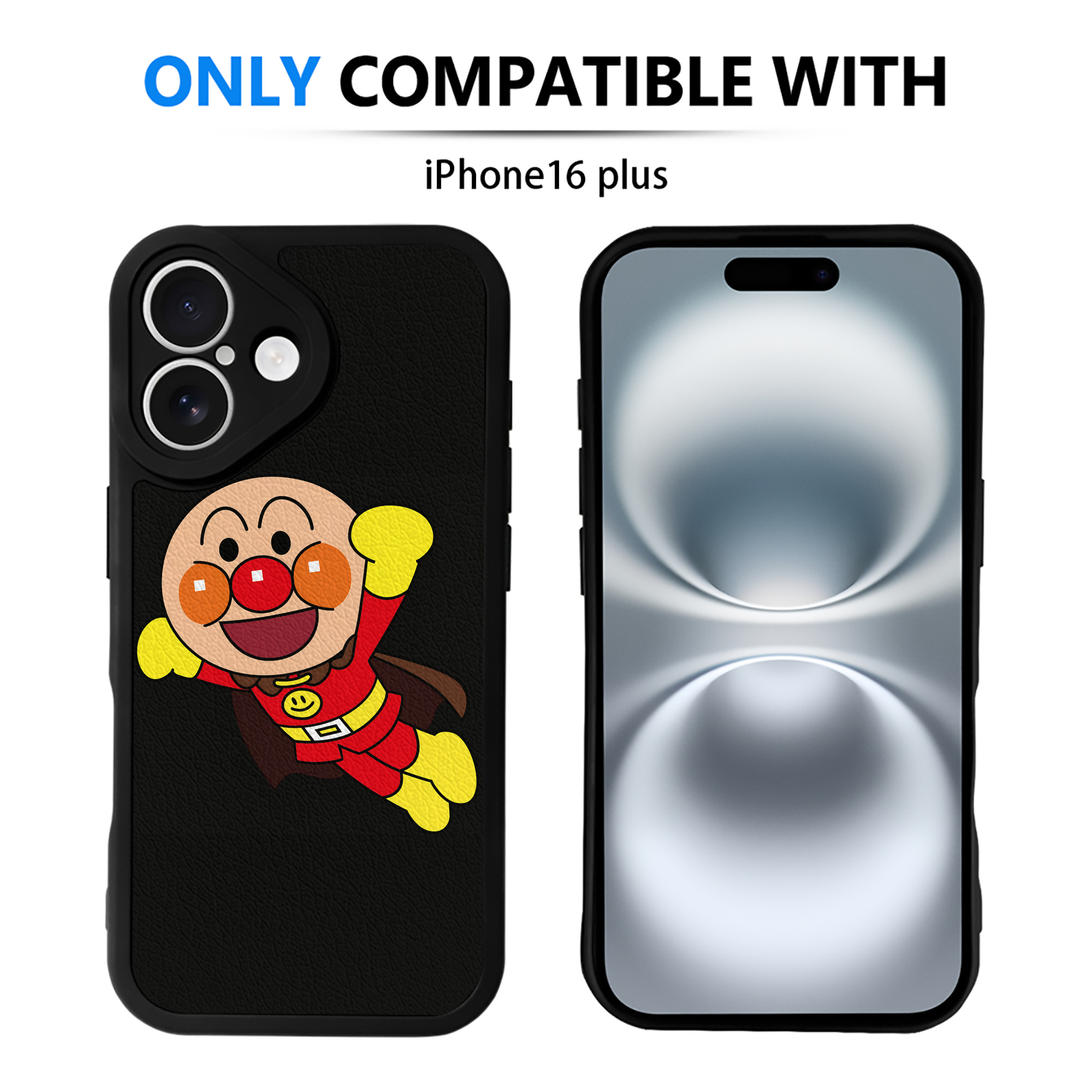 （画像用） アンパンマン Anpanman 【iPhone 16シリーズ対応】シリコンスマホケース（レザー調） 材質：シリコン